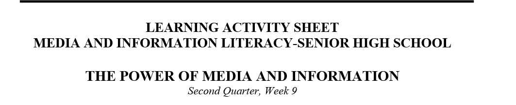 Media and Information Literacy